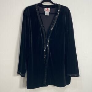 Quacker Factory 2X Velvet Cardigan Beading